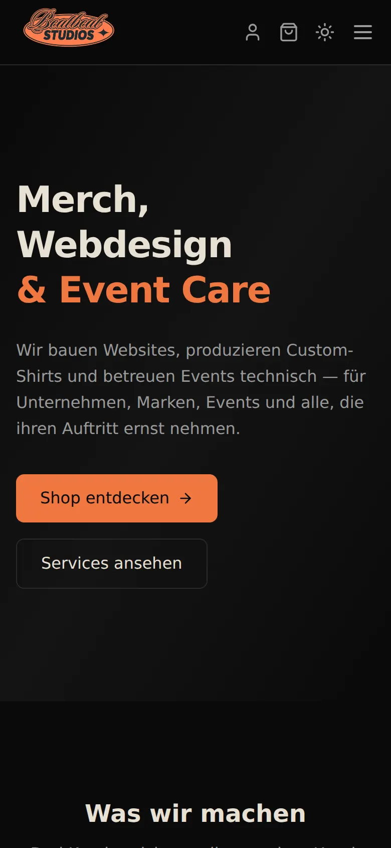 beatbeat Studios: Startseite am Handy