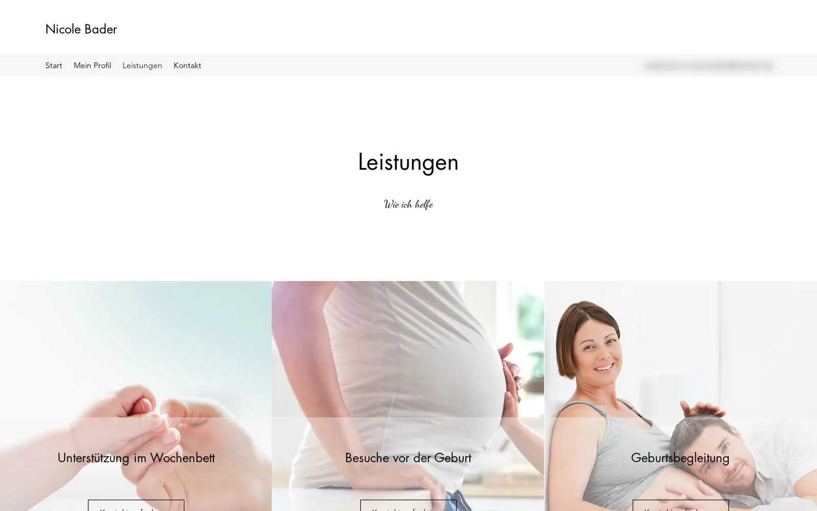Before: Services page of the old Wix site, with a heading and three images